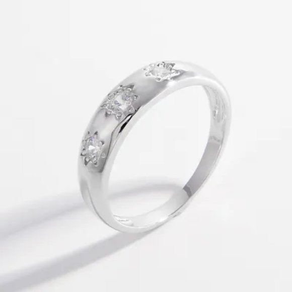 925 Sterling Silver Inlaid Zircon Ring - Picture 1 of 4